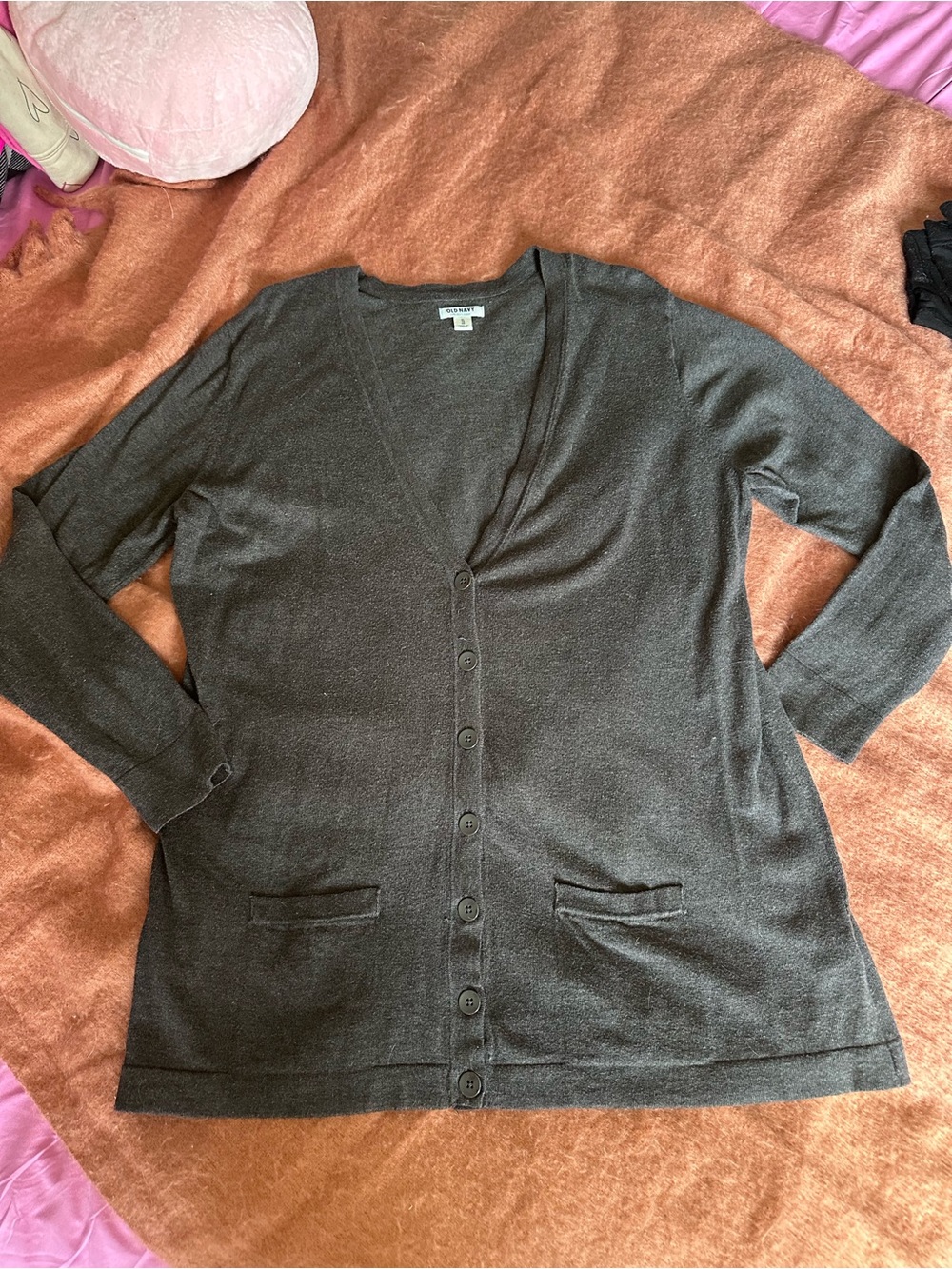 Old Navy Dark Gray V-Neck Button Cardigan